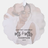 Erste Weihnachten Moderne Mr. Foto Template Ornament Karte (Rückseite)