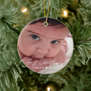 Erste Weihnachten - moderne weiße Handschrift Keramik Ornament