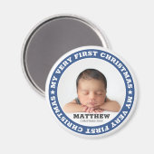 Erste Weihnachten Modernes Baby Foto Keepake Magnet (Vorderseite/Rückseite)