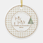 Erste Weihnachten Mr. & Mrs. | Aquarellbaum Keramik Ornament (Vorne)