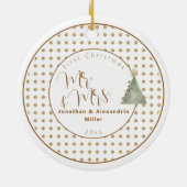 Erste Weihnachten Mr. & Mrs. | Aquarellbaum Keramik Ornament (Hinten)