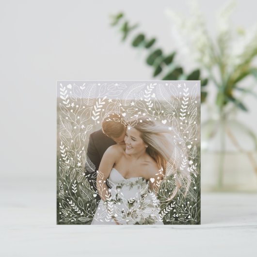 Erste Weihnachten Mr. & Mrs. Doodle Floral Heart (Stehend Vorderseite)