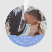 Erste Weihnachten Mr. & Mrs. Snowflakes Foto Ornament (Vorderseite)