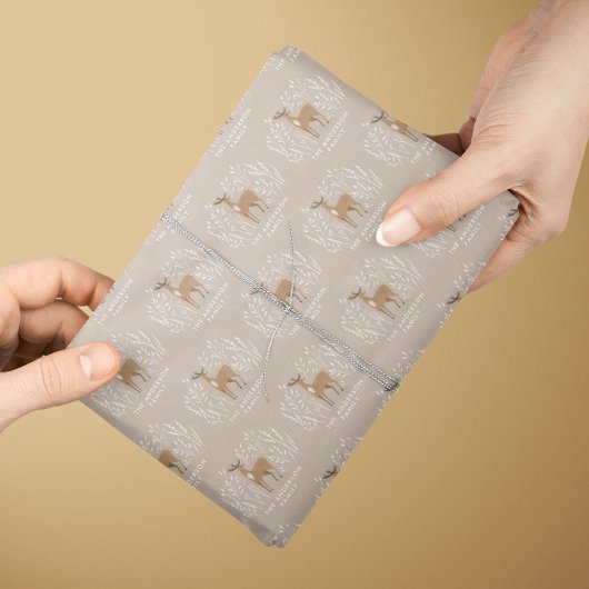 Erste Weihnachten natürliche Rentiere elegante Fam Geschenkpapier