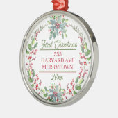 Erste Weihnachten, neue Zuhause, Anschrift, festli Ornament Aus Metall (Links)