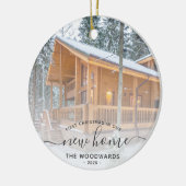 Erste Weihnachten Neue Zuhause Custom Foto Grau Sc Keramik Ornament (Links)