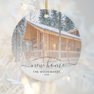 Erste Weihnachten Neue Zuhause Custom Foto Grau Sc Keramik Ornament
