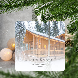 Erste Weihnachten Neue Zuhause Custom Foto Grau Sc Ornament Aus Metall