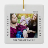 Erste Weihnachten Neue Zuhause Custom Foto Keramik Keramikornament (Rückseite)