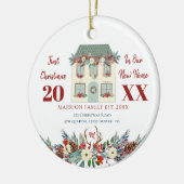 Erste Weihnachten neue Zuhause-Familie rustikal Keramik Ornament (Links)
