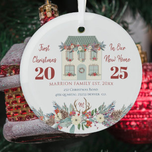 Erste Weihnachten neue Zuhause-Familie rustikal Ornament Aus Glas