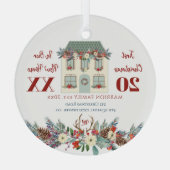 Erste Weihnachten neue Zuhause-Familie rustikal Ornament Aus Glas (Rückseite)