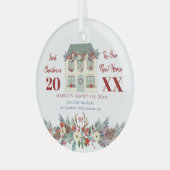 Erste Weihnachten neue Zuhause-Familie rustikal Ornament Aus Glas (Vorderseite links)