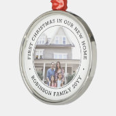 Erste Weihnachten Neue Zuhause Foto Modernes Schwa Ornament Aus Metall (Links)