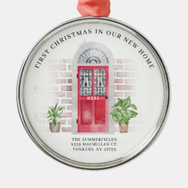 Erste Weihnachten Neue Zuhause Red Door und Pflanz Ornament Aus Metall