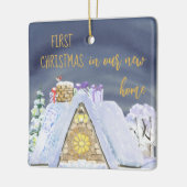 Erste Weihnachten Neue Zuhause Rooftop Santa Foota Keramikornament (Links)