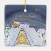 Erste Weihnachten Neue Zuhause Rooftop Santa Foota Keramikornament (Rückseite)