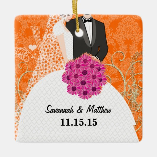 Erste Weihnachten Neuvermählte Bräuche Weihnachten Keramikornament (Vorderseite)