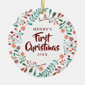 Erste Weihnachten New Pet Hund Katze Foto Blumenko Keramik Ornament (Vorne)