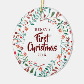 Erste Weihnachten New Pet Hund Katze Foto Blumenko Keramik Ornament (Links)