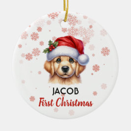 Erste Weihnachten niedlich Golden erhalten Baby Or Keramik Ornament