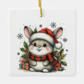 Erste Weihnachten Niedlich Whimsical Bunny individ Keramikornament (Vorderseite)