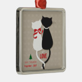 Erste Weihnachten - Niedlicher Cat Couple Holiday Ornament Aus Metall (Rechts)