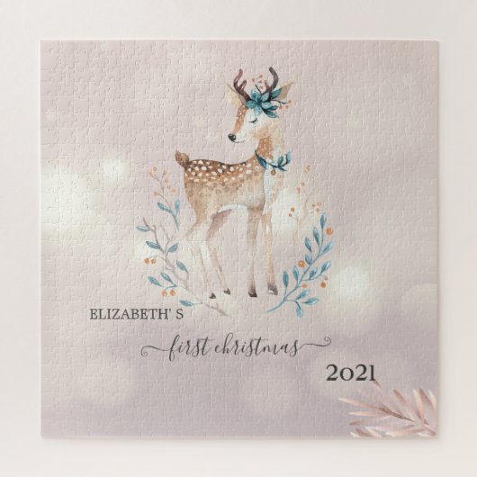 Erste Weihnachten, Niedlicher Hirschurlaub Puzzle (Vertikal)
