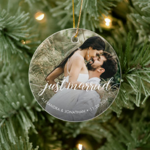 Erste Weihnachten nur verheiratet Custom Foto Name Keramik Ornament