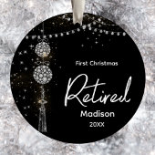 Erste Weihnachten pensioniert elegante schwarze Gl Keramik Ornament