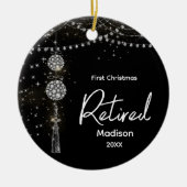 Erste Weihnachten pensioniert elegante schwarze Gl Keramik Ornament (Vorne)