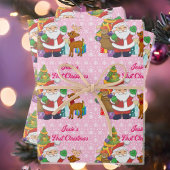 Erste Weihnachten personalisieren Kindername Santa Geschenkpapier Set