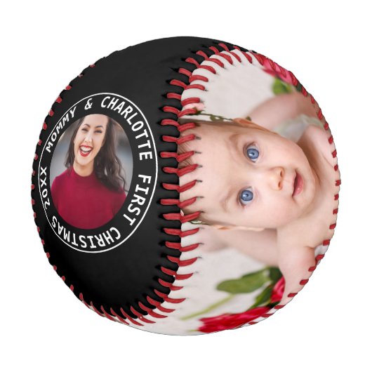 Erste Weihnachten Personalisiert eines von einem F Baseball (Schrägansicht)