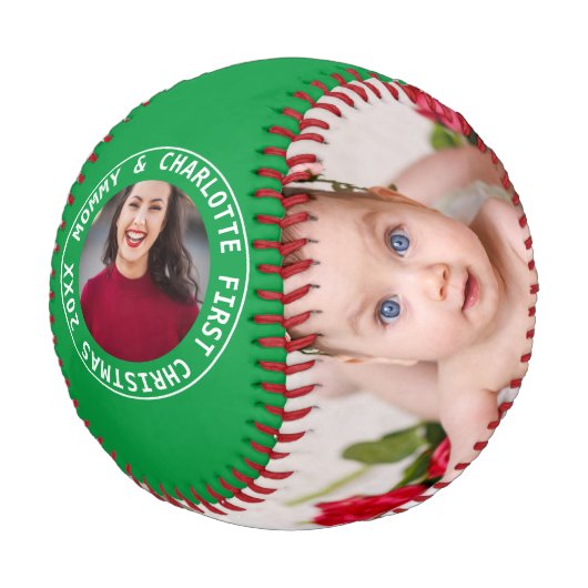 Erste Weihnachten Personalisiert eines von einem F Baseball (Schrägansicht)