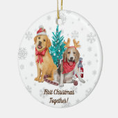 Erste Weihnachten - Personalisierte Hunde Welpen Keramik Ornament (Links)