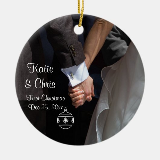 Erste Weihnachten Romantisch und elegant Keramik Ornament (Vorne)