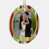 Erste Weihnachten - Stripte Music Foto Keramik Ornament (Rechts)