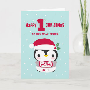 Erste Weihnachten unserer Schwester mit Baby Pengu Karte