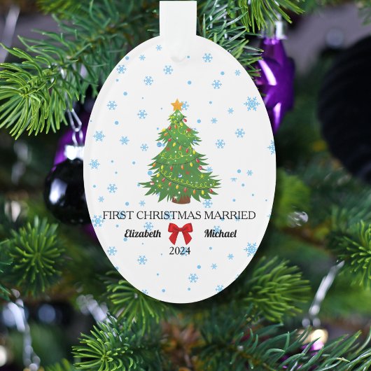 Erste Weihnachten Verheiratet 2024 Custom Couple A Ornament
