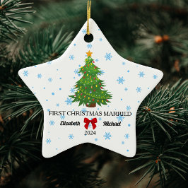 Erste Weihnachten Verheiratet 2024 Custom Couple Keramik Ornament