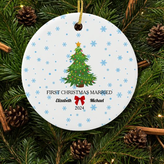 Erste Weihnachten Verheiratet 2024 Custom Couple Keramik Ornament