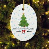 Erste Weihnachten Verheiratet 2024 Custom Couple Keramik Ornament
