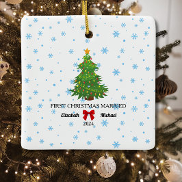 Erste Weihnachten Verheiratet 2024 Custom Couple Keramikornament