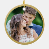 Erste Weihnachten Verheiratet 2 Foto Weihnachten Keramik Ornament (Hinten)