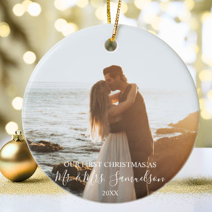 Erste Weihnachten Verheiratet als Herr & Frau FOTO Keramik Ornament