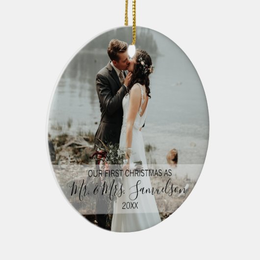 Erste Weihnachten Verheiratet als Herr & Mrs. 2 x Keramik Ornament (Rechts)