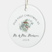 Erste Weihnachten Verheiratet als Herr & Mrs. Foto Keramik Ornament (Links)