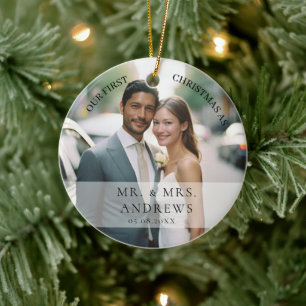 Erste Weihnachten Verheiratet als Herr & Mrs. Foto Keramik Ornament