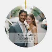 Erste Weihnachten Verheiratet als Herr & Mrs. Foto Keramik Ornament (Hinten)