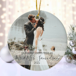 Erste Weihnachten Verheiratet als Herr & Mrs. FOTO Keramik Ornament